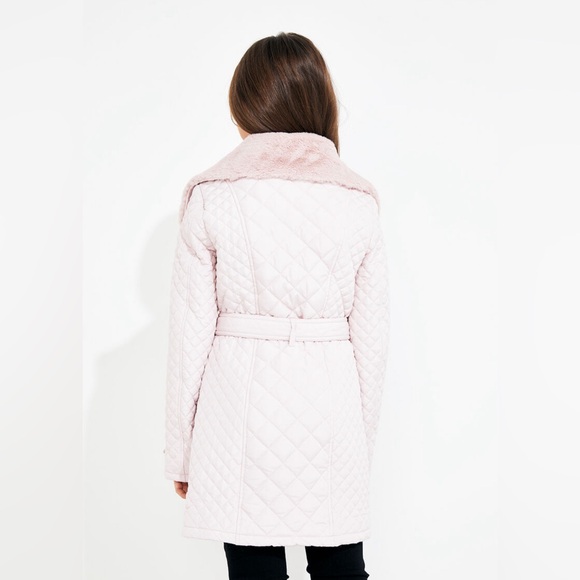 Bardot Junior Tween Girl Grace Quilted Coat In Blush Removable Faux Fur … - Picture 3 of 9